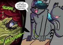 acid ambiguous_gender ambiguous_prey andromorph andromorph_pred anthro anthro_pred black_sclera blep bodily_fluids bone box camera container death demonkitty dialogue digested digestion digestion_noises digestion_sequence digestive_juice dripping drooling fangs felid feline floating hair hi_res inside_stomach internal intersex intersex_pred looking_pleasured lynx mammal markings marley_remy multicolored_hair nude nude_anthro nude_intersex nude_pred object_in_stomach object_vore organs recording recording_video rising_tide_digestion saliva saliva_drip saliva_on_face skull speech_bubble stomach stomach_acid stomach_bulge striped_markings stripes tail tail_fetish tail_mouth tail_play tail_vore talking_to_prey technology teeth text tongue tongue_out unusual_anatomy unusual_tail vore