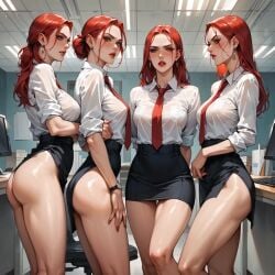 4girls ai_generated allison_eckhart clone clones earrings long_hair milf multiple_girls naked red_hair scp_foundation white_body