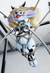 1futa 3d 3d_(artwork) abs armbinder ball_gag balls blindfold blonde_hair blue_body bondage bound breasts chastity chastity_cage chastity_device chubby chubby_futanari collar cow_ears cow_print cowbell cum dickgirl feet futa_only futadolly futanari gag hands-free harness hi_res horns lactating lactating_futanari lactation latex league_of_legends long_ears low-angle_view milk milking milking_machine muscular_futanari nipple_play no_humans non-human non-human_only orgasm orgasm_denial pointy_ears poppy precum restrained riot_games rope rope_bondage rope_harness shortstack suspension thighhighs tied_up twintails veiny_penis yordle