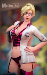 1girls 3d 3d_(artwork) angela_ziegler blender blender_(software) blizzard_entertainment blonde_female blonde_hair blue_eyes breasts cute doctor dr._ziegler female glasses hi_res light-skinned_female light_skin lingerie looking_away meltoriku mercy naughty_face nurse nurse_uniform outfit overwatch overwatch_2 pose posing pussy rubber rubber_clothing rubber_suit smile solo solo_female solo_focus standing stockings thighhighs thighs