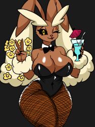 big_breasts breasts bunnysuit female first_post_of_artist fishnets furry gayplantsex huge_breasts lopunny pokémon_(species) pokemon pokemon_(species) thick_thighs wide_hips