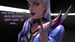 1girls 3d 3d_(artwork) accessories accessory blender blender_(software) blender_cycles claws erevos evelynn female female_only image_set jacket k/da_all_out_evelynn k/da_all_out_series league_of_legends open_mouth solo_female two_tone_hair white_hair yellow_eyes