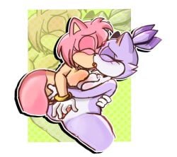 amy_rose blaze_the_cat chamiku lesbian_kiss lesbian_sex masturbating masturbating_other masturbation naked naked_female sonic_(series) sonic_the_hedgehog_(series) thick_thighs yuri