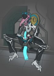 anal anal_sex balls breasts crouching dickgirl dildo futa_only futanari intersex masturbation penetration penile_masturbation penis sex_toy the_gentle_giant video_games warframe zephyr_(warframe)