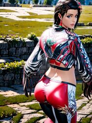 ai_generated azucena_milagros_ortiz_castillo bandai_namco big_ass feathers_in_hair female female_only peruvian_female tekken tekken_8 yoga_pants