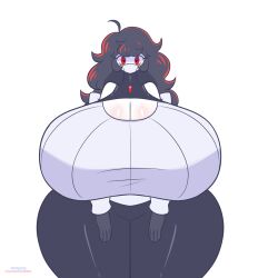 1girls big_ass big_breasts big_thighs black_hair breasts_bigger_than_head cleavage covered_mouth face_mask huge_ass huge_breasts huge_thighs massive_ass massive_breasts massive_thighs oddly_bally red_eyes tagme thick_thighs white_skin witness_(oddly_bally)