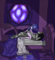 1girls blizzard_entertainment blue_hair cowgirl_position gerotoc night_elf purple_skin sex shandris_feathermoon vaginal_penetration vaginal_penetration vaginal_sex warcraft worgen world_of_warcraft