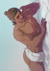 1boy 1human 2017 2d 2d_(artwork) 2d_artwork blush blushing_at_viewer blushing_male brown_eyes brown_hair brown_skin daddy daddy_kink dilf dream_daddy:_a_dad_dating_simulator evinist game_grumps hugo_vega male male_focus male_only muscular mustache no_visible_genitalia solo solo_focus solo_male tan-skinned_male tan_body tan_skin