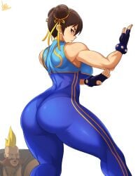 1boy 1girls ass_focus big_ass big_thighs birdie chun-li clothing female female_focus human jmg male solo_focus street_fighter street_fighter_alpha street_fighter_v