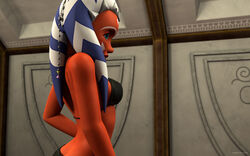 1girls 3d ahsoka_tano alien alien_girl artist_name back_view bare_shoulders big_breasts bikini bikini_bottom bikini_top blue_eyes busty clone_wars coruscant curvy female female_only hourglass_figure humanoid indoors inside jedi jedi_padawan kondaspeter mammal marking midriff orange_skin pose posing room senate_building shadow shiny shiny_skin sideboob solo standing star_wars swimsuit togruta voluptuous wide_hips