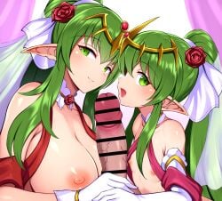 1boy 2girls alternate_costume bar_censor breasts censored erection female female_focus ffm_threesome fire_emblem fire_emblem:_mystery_of_the_emblem fire_emblem_awakening fire_emblem_heroes flower gloves green_eyes green_hair group_sex hair_flower hair_ornament hetero highres hondaranya huge_breasts long_hair looking_at_viewer male male_pov multiple_girls nintendo nipples official_alternate_costume open_mouth penis ponytail pov red_flower red_rose revision rose small_breasts smile threesome tiki_(adult)_(bridal)_(fire_emblem) tiki_(adult)_(fire_emblem) tiki_(fire_emblem) tiki_(young)_(bridal)_(fire_emblem) tiki_(young)_(fire_emblem) white_gloves