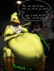 animatronic anthro avian bear belly belly_rub bib big_belly big_breasts bird bonnie_(fnaf) breasts bulge canid canine chair chica_(fnaf) chicken chicken_girl container cupcake_(fnaf) dialogue drawings erect_nipples eyebrows fat fat_belly fat_fur female female_pred five_nights_at_freddy's food fox foxy_(fnaf) freddy_(fnaf) fur furniture galliform gallus_(genus) genitals hand_on_belly hand_print hare hi_res human human_prey lagomorph leporid machine male male/female male_prey mammal mike_schmidt muffled muffled_scream muffled_screaming navel navel_outline nipples office office_chair on_chair onomatopoeia outie_navel penis phasianid pinup pizza pizza_box pizza_slice pose rabbit raised_eyebrow robot round_belly scottgames sitting sitting_on_chair solo sound_effects speech_bubble stomach_bulge tairedfox taunting text vore