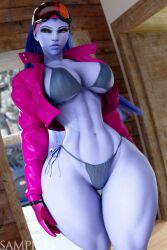 1girls 3d 3d_(artwork) alternate_version_at_source alternate_version_available amelie_lacroix ass big_ass big_breasts big_hipped big_hips big_tits blizzard_entertainment bra breasts child_bearing_hips cold fanart female female_only hips huge_hips large_hips long_hair open_shirt overwatch overwatch_2 purple_body purple_hair purple_skin sampples snow snowboard snowing solo solo_female standing tagme thick_thighs thighs thong tight_clothing tits wide_hips widowmaker winter yellow_eyes