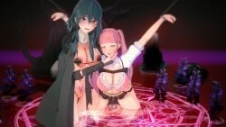 2girls 3d after_rape after_sex areola_slip areolae arms_up bangs bare_thighs bikini blue_eyes bondage bound bra breast_grab breasts byleth_(fire_emblem) byleth_(fire_emblem)_(female) cleavage crest_(fe3h) crying crying_with_eyes_open drooling exhausted female female_only femdom femsub fire_emblem fire_emblem:_three_houses groping hilda_valentine_goneril kneeling koikatu_man large_breasts long_hair looking_at_viewer magic magic_circle micro_bikini multiple_girls nail_polish nintendo open_clothes open_mouth outdoors panties pink_bra pink_eyes pink_hair pink_panties pubic_tattoo rape red_nails restrained revealing_clothes saliva saliva_trail sideboob skirt sweat sweaty tattoo teal_hair thighs twintails underboob yuri