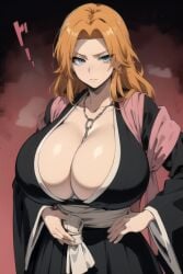 1girls ai_generated angry angry_face big_ass big_breasts bleach blue_eyes breasts daidouji_(artist) eyebrows eyelashes female female_only huge_breasts human light-skinned_female light_skin matsumoto_rangiku red_hair solo solo_female thick voluptuous voluptuous_female