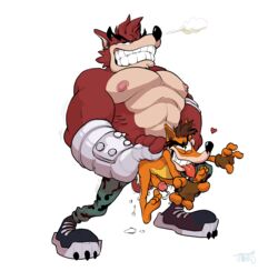 2018 2boys 8k absurd_res age_difference anal anthro balls bandicoot bara big_dom_small_sub big_penis biting_own_tongue black_shoes black_sneakers blank_background brown_fingerless_gloves brown_gloves carrying crash_(series) crash_bandicoot crash_bandicoot_(series) crunch_bandicoot cum cum_in_ass cum_inside cum_while_penetrated dark_red_fur duo erection fingerless_gloves fur furry furry_only gay gloves heart high_resolution highres humanoid_penis lifted male male/male male_focus male_nipples male_only mammal marsupial military military_pants muscular muscular_male nipple_piercing nipples no_humans nude orange_fur partially_clothed penis red_fur robotic_arm sex shoes simple_background size_difference sneakers tan_fur teeth testicles timbits tongue tongue_out uncensored veiny_penis very_high_resolution video_games white_background yaoi