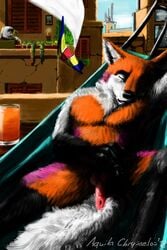 aquila_chrysaetos canine fox fur lying male mammal nude orange_fur penis white_fur