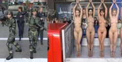 3d 6+girls army_girl before_and_after black_hair blonde_hair bound bound_ankles bound_wrists brown_hair completely_nude completely_nude_female getyourclothesoff multiple_boys multiple_girls nude nude_female original police police_uniform policewoman