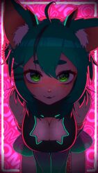 1girls 9:16 alien animated animated_gif blush bouncing_breasts breasts catgirl cleavage cleavage_cutout dance freckles fxx gif hip_sway indie_virtual_youtuber looking_at_viewer momomischief seductive solo tagme thick_thighs thigh_gap virtual_youtuber