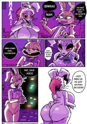 2d_(artwork) christmas chubby chubby_female comic_page female five_nights_at_freddy's foaming_at_the_mouth glitchtrap lagomorph renita_reed spanish_text tagme vanny_(fnaf)
