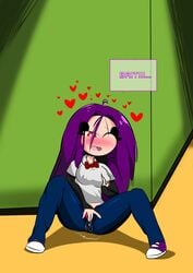 1girls bonnie_(fnafhs) brunilda_(fnafhs) clothed_masturbation clothing erect_nipples erect_nipples_under_clothes fnafhs genderbend genderswap masturbating masturbation masturbation_through_clothing panties purple_hair sole_female tagme