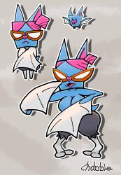 bat bat_wings blue_skin chabble fangs glasses humanoid mario_(series) monster_girl nastasia paper_mario pink_hair post_transformation super_paper_mario tail tailed_humanoid wings