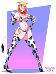 blonde_hair cow_headband cow_horns cow_print cow_print_bikini cow_print_thighhighs cow_tail glasses hey_arnold! light-skinned_female light_skin mature_female milf miriam_pataki mother nickelodeon vogol white_background