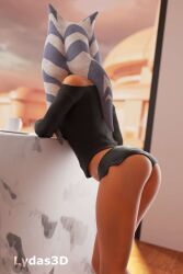 3d ahsoka_tano bent_over_table female female_only lydaz nice_ass panties rear_focus rear_view shorts solo star_wars the_clone_wars:_season_seven