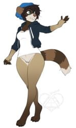 1girls 2018 anthro beanie blue_eyes bottomless clothed clothing female female_focus female_only fur furry furry_only hair hat headwear hi_res hybrid kittydee mammal naomi_(mightypoohead) partially_clothed procyonid pussy raccoon rat rodent simple_background smile solo solo_female standing tail topwear