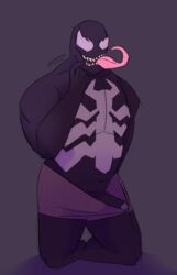 1boy 2018 barbecued_bagel digital_media_(artwork) erection humanoid humanoid_penis male male_only marvel marvel_comics muscular muscular_male open_mouth penis simple_background smile solo spider-man_(series) teeth tongue venom venom_(marvel)