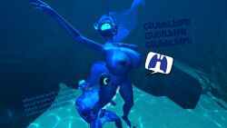 1boy 1girls artist_request breasts cum drowning female friendship_is_magic furry male my_little_pony pony princess_luna_(mlp) source_request text underwater underwater_sex