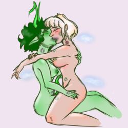 bite_mark canon_couple female/female homestuck kanaya_maryam lipstick_mark married_couple rose_lalonde tentacle_penis wife_and_wife yuri