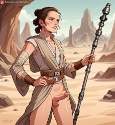 ai_generated boobly cum futanari half-dressed half_naked rey star_wars