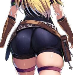 1girls ass ass_focus belko blonde_female blonde_hair booty_shorts butt_focus dated female female_only hi_res light-skinned_female light_skin long_hair romancing_saga_2 saga short_shorts shorts slim_waist solo straight_hair therese_(romancing_saga_2) thigh_strap thighs twitter_username viewed_from_behind waist waist_belt white_background