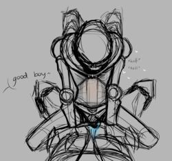 2boys 2robots belly_bulge doctor_nefarious emperor_nefarious english_text glowing_cum good_boy male male_only monochrome ratchet_and_clank robot self_upload sketch slipsy2 text