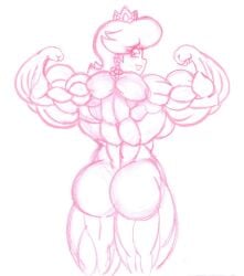 1girls ass back back_muscles biceps big_ass big_breasts breasts female huge_breasts large_breasts mario_(series) muscles muscular muscular_arms muscular_female princess_daisy siegfried129 super_mario_bros.