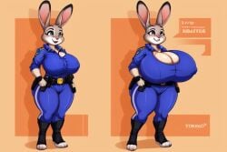 ai_generated big_breasts breast_expansion cop_outfit judy_hopps tight_clothing zootopia