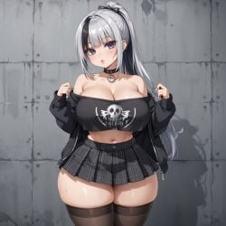 ai_generated big_ass big_breasts child_bearing_hips emo goth multicolored_hair small_waist wide_hips