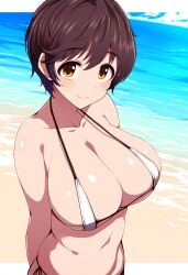 ai_generated big_breasts bikini brown_eyes brown_hair huge_breasts idolmaster idolmaster_(classic) idolmaster_cinderella_girls keinovelnovelai oikawa_shizuku short_hair voluptuous voluptuous_female