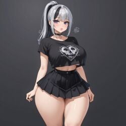 ai_generated big_ass big_breasts child_bearing_hips emo goth multicolored_hair small_waist wide_hips