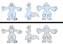 2013 alien areola ass big_breasts big_butt bodysuit breasts canine clothed clothing digital_media_(artwork) digitigrade female fluffy fluffy_tail lagotrope mammal model_sheet neumono nipples nude pussy rokoa solo spread_arms standing thick_thighs tight_clothing