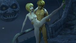 3d 3dhentaihero areolae balls blonde_hair blue_eyes breasts duo female hair hylian hyrule_warriors link link_(hyrule_warriors) linkle majora's_mask male moon mostly_nude nipples nude one_leg_up penetration penis pointy_ears pussy sex small_breasts source_filmmaker spread_legs spreading standing standing_sex straight the_legend_of_zelda the_moon_(tloz) vaginal vaginal_penetration