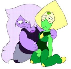 1futa 1girls 2016 amethyst_(steven_universe) animated blush cartoon_network clothed cum digital_media_(artwork) futa_on_female futanari handjob intersex kneeling lowres no_sound orgasm peridot_(steven_universe) reach_around spiceleaf steven_universe tagme