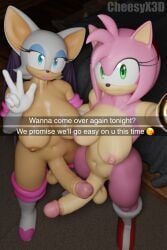 3d absurd_res amy_rose anthro big_breasts big_penis breasts cheesyx3d duo futa_only futanari genitals gesture hand_gesture hi_res intersex intersex/intersex looking_at_viewer penis pink_body rouge_the_bat sega selfie sonic_(series) sonic_the_hedgehog_(series) v_sign