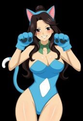 big_breasts black_hair cana_alberona cat_ears cat_tail cosplay fairy_tail hfxpins