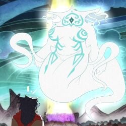 avatar_the_last_airbender big_breasts breasts cleavage female huge_breasts kuroinsolitude nickelodeon nicktoons raava tagme the_legend_of_korra thick_thighs wan wide_hips