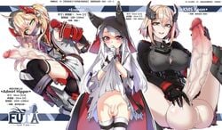 3futas admiral_hipper_(azur_lane) azur_lane box20502017 censored erebus_(azur_lane) flaccid futa_only futanari huge_balls huge_cock intersex iron_blood_(azur_lane) light-skinned_futanari light_skin measurements medium_penis roon_(azur_lane) royal_navy_(azur_lane) stats young