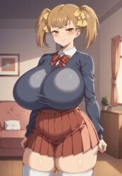 1girls ai_generated big_breasts big_thighs blush breasts busty clothed clothed_female clothing curvy female female_only giant_breasts gigantic_breasts haha_musume_donburi_oppai_tokumori_bonyuu_shiru_dakude huge_breasts huge_thighs large_breasts large_thighs massive_breasts milkersenjoyer rumi_(haha_musume_donburi) thick_thighs thighs twintails voluptuous