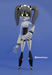 3d 3d_(artwork) alexandrstariy breasts cute drone female female_only glitch_productions gray_hair j_(murder_drones) murder_drones robot robot_girl vagina white_body yellow_eyes