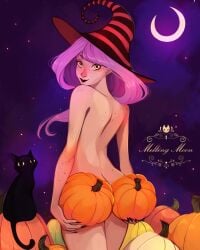 1girls ass female nude pinup pumpkins tagme themeltingmoons witch witch_hat